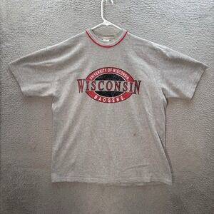 Vintage Wisconsin Badgers Shirt Adult 2XL XXL Gray College University 1990s Y2K
